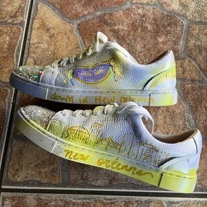 Customized Colorful Mardi Gras/New Orleans Sneakers by artist Shannon Marie